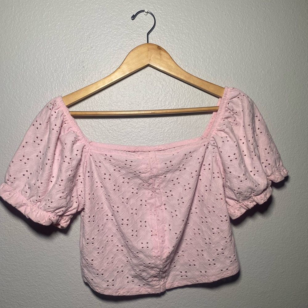 Reformation-Pink Floral Crochet Top